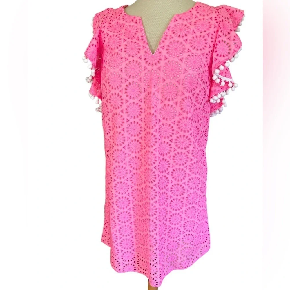 LILLY PULITZER Small Astara in Prosecco Pink Neon Geo Eyelet dress - Picture 9 of 16